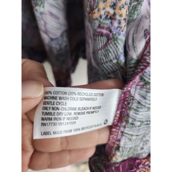 Kika Vargas for Target Purple Floral Puff Sleeve 100% Cotton Wrap Blouse size 3X - Picture 4 of 10